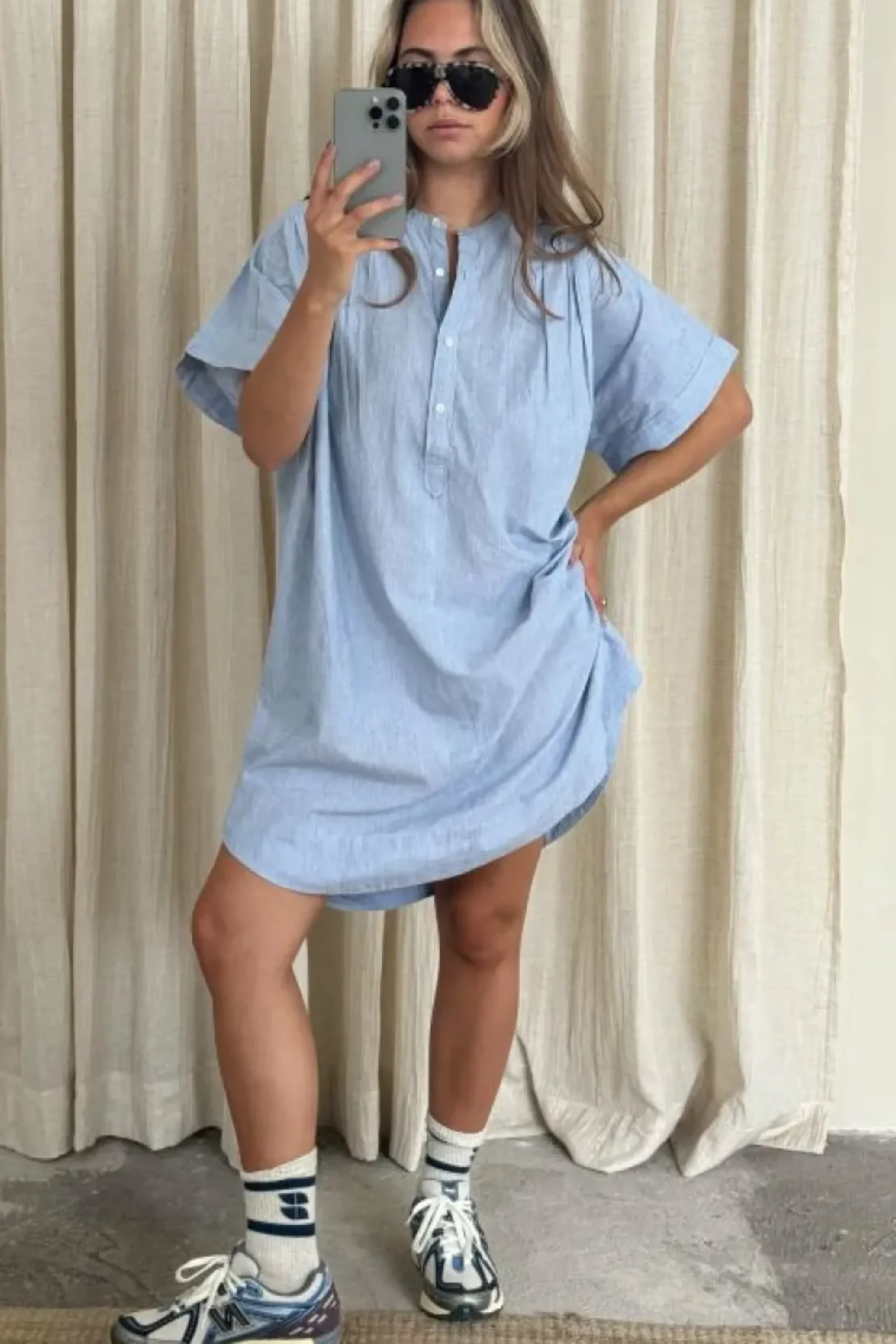 Jurken*By bar amber pin stripe dress | indi grey