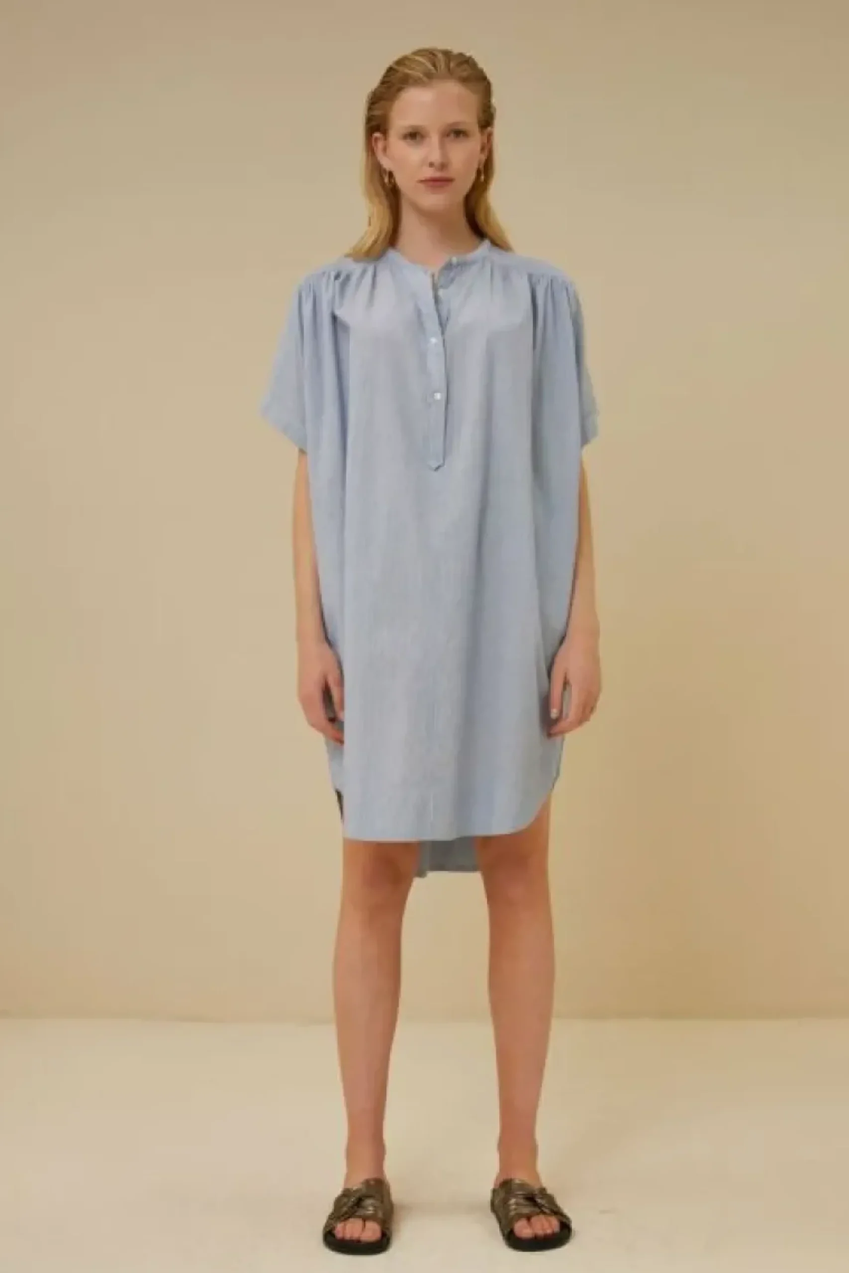 Jurken*By bar amber pin stripe dress | indi grey