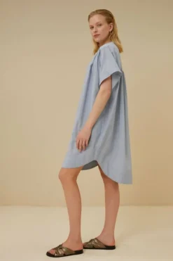 Jurken*By bar amber pin stripe dress | indi grey