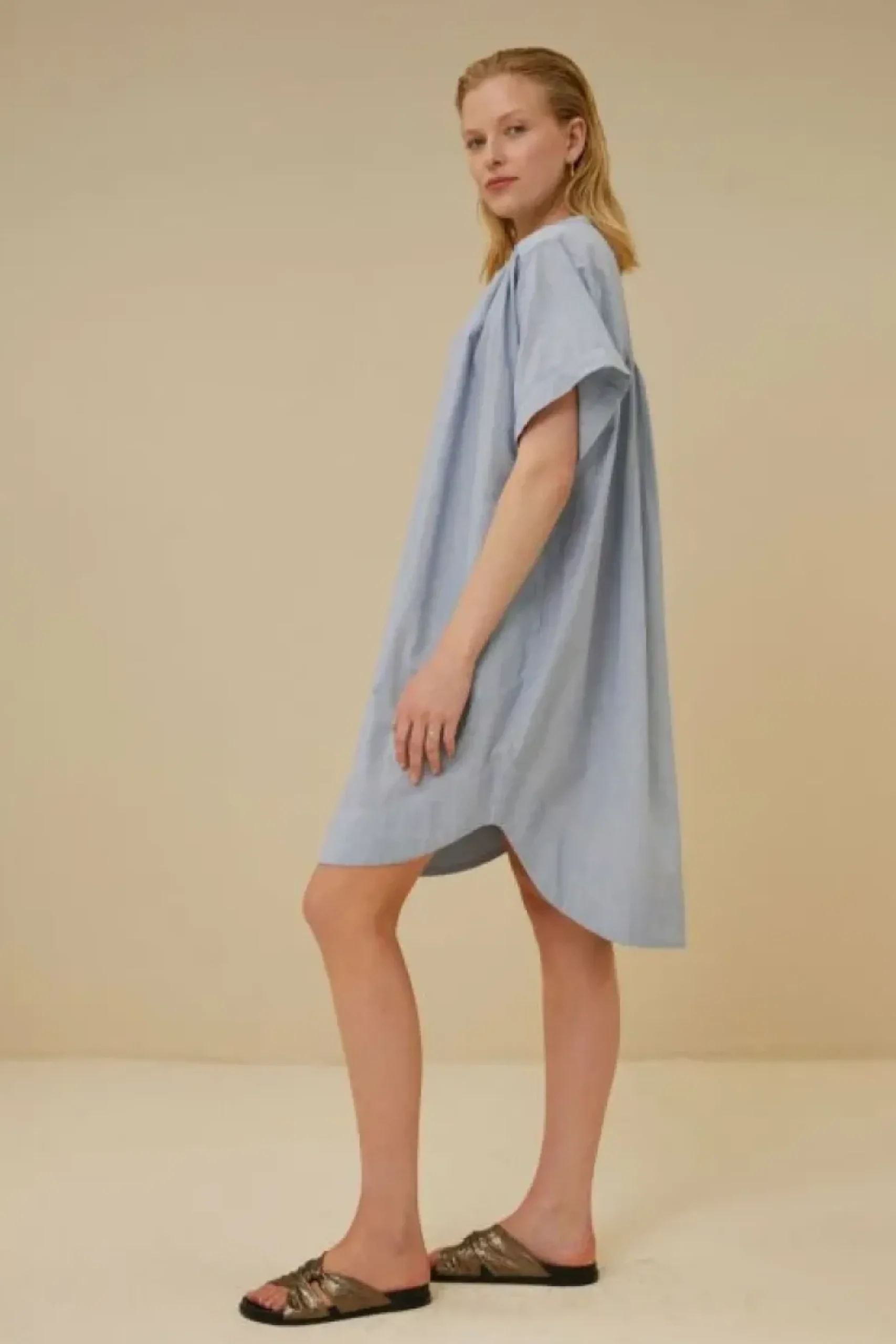Jurken*By bar amber pin stripe dress | indi grey