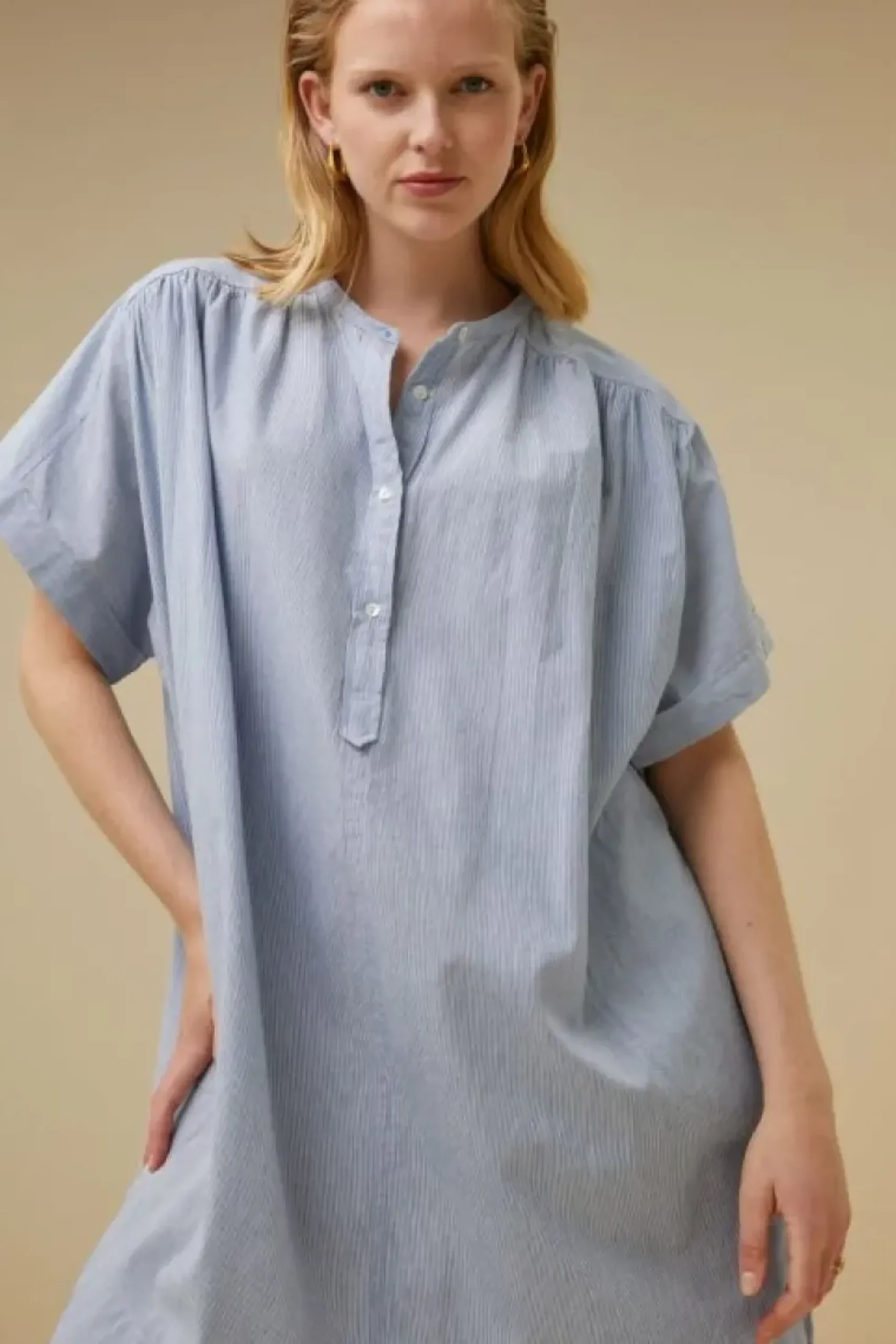 Jurken*By bar amber pin stripe dress | indi grey