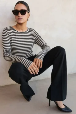 Tops & Shirts*By bar basic ls stripe top | chalk