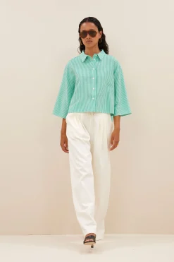 Blouses*By bar bernie blouse | green seer stripe