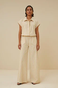 Blouses*By bar bieke linen stripe blouse | ochre
