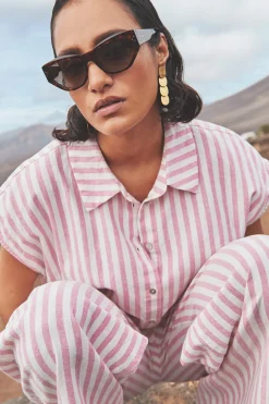 Blouses*By bar bieke linen stripe blouse | bubblegum