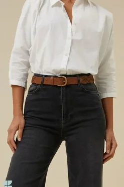 Riemen*By bar braided leather belt | cognac