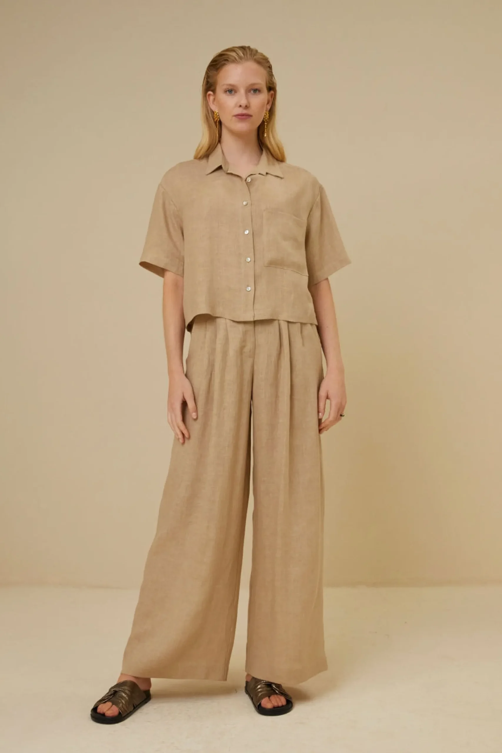 Blouses*By bar cris linen blouse | latte