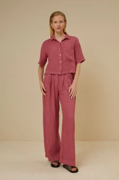 Blouses*By bar cris linen blouse | raspberry