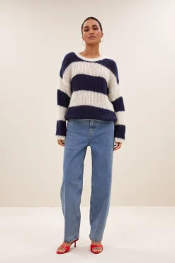 Truien*By bar evi stripe pullover | midnight big stripe