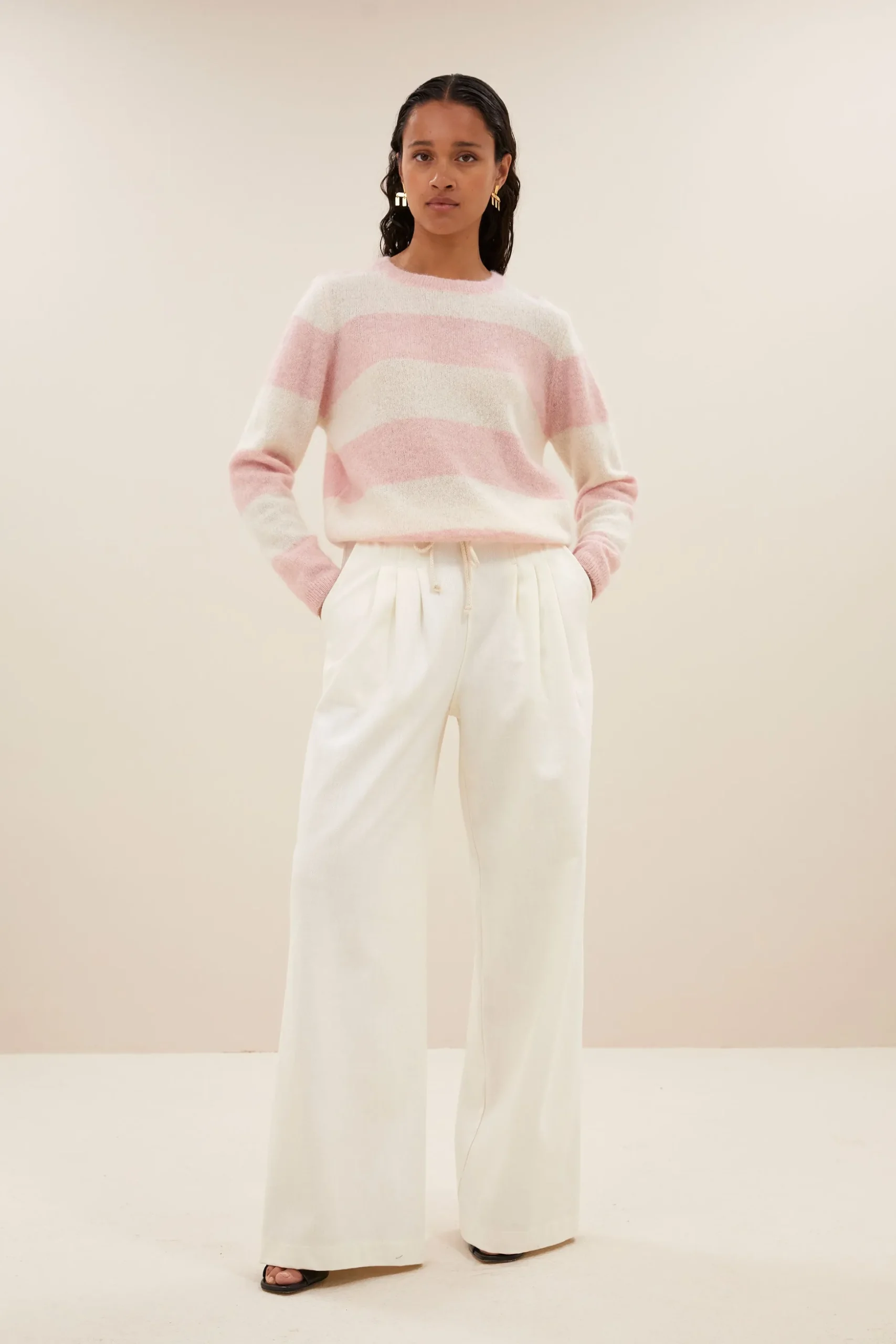 Truien*By bar gwen big stripe pullover | pink big stripe