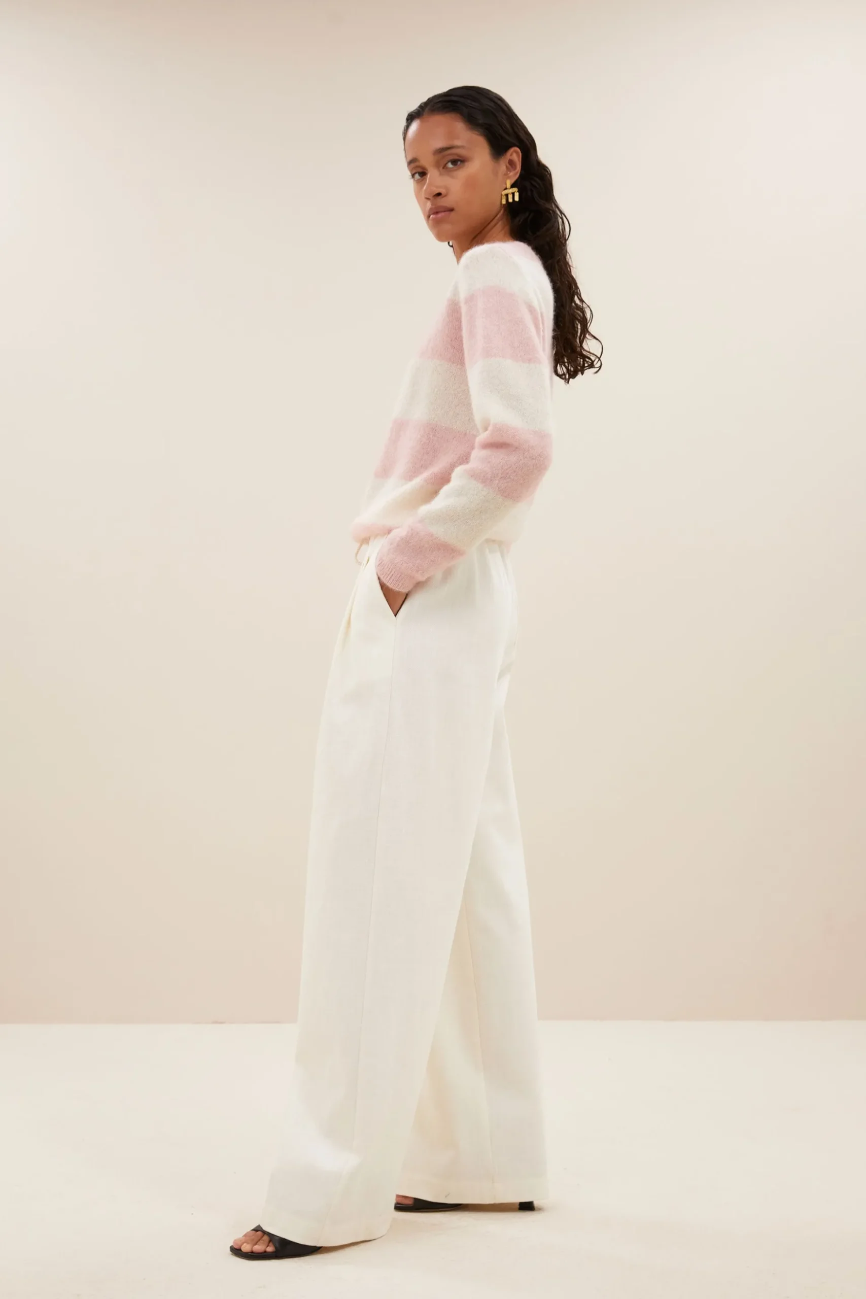 Truien*By bar gwen big stripe pullover | pink big stripe