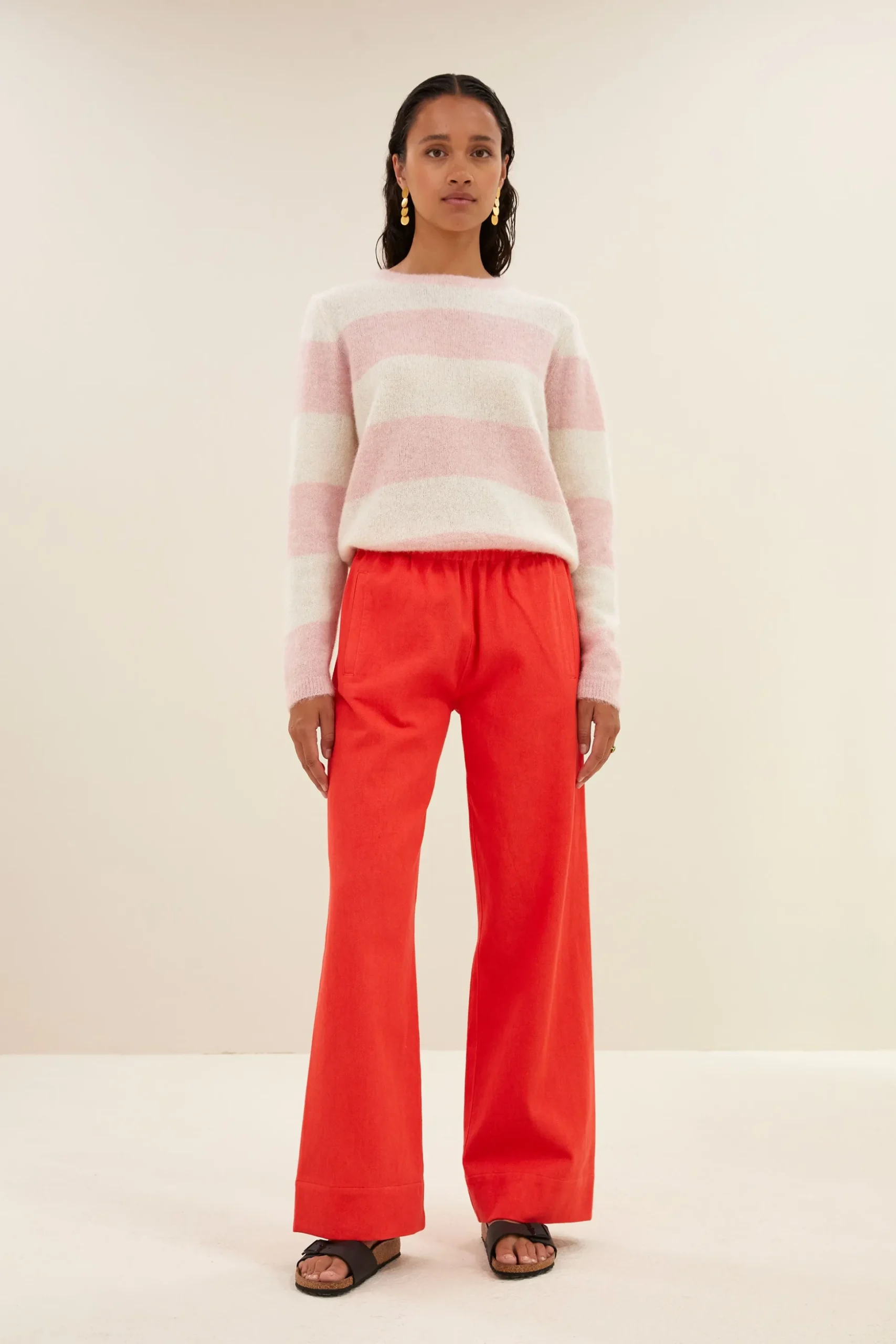 Truien*By bar gwen big stripe pullover | pink big stripe