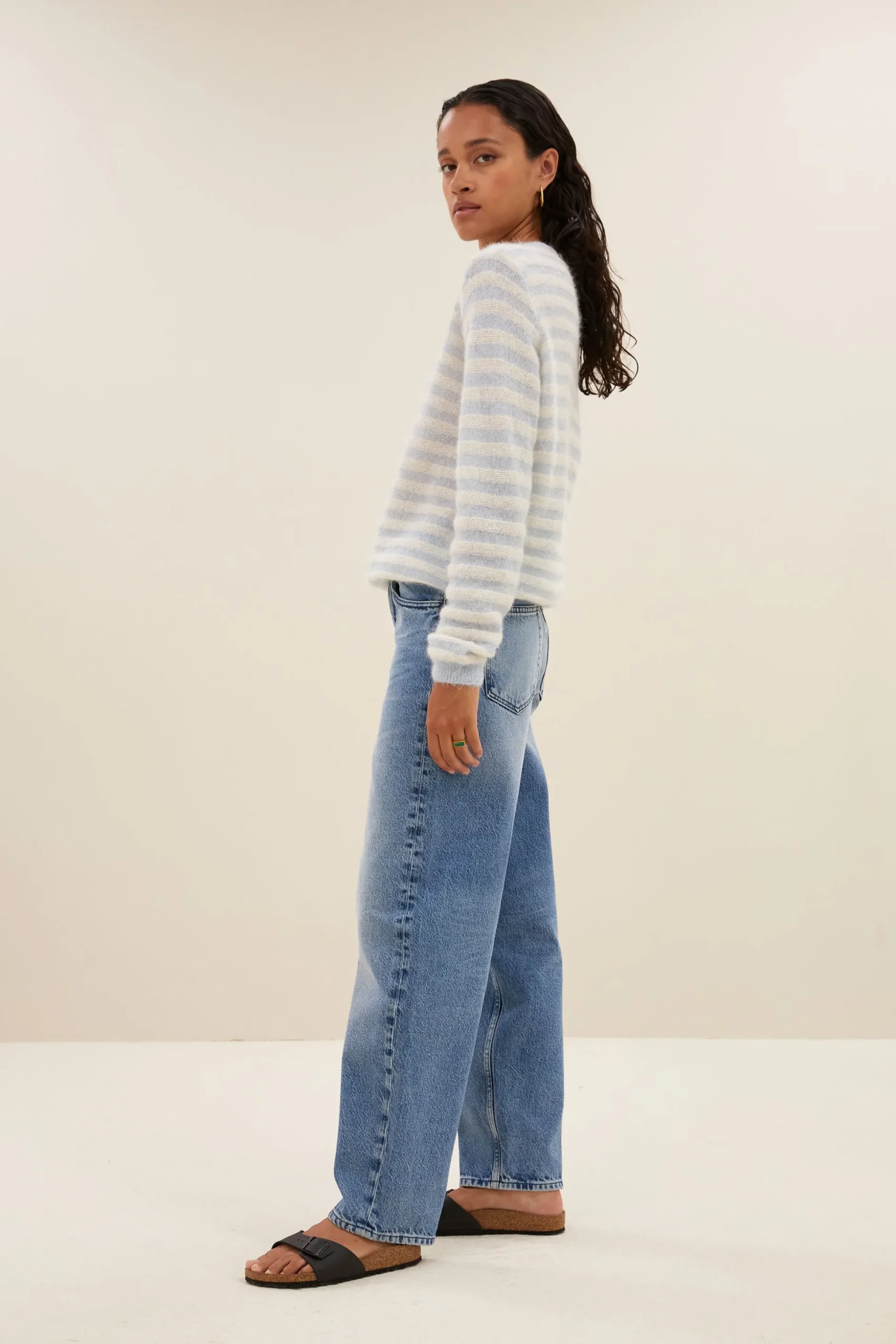 Truien*By bar gwen thin stripe pullover | blue thin stripe