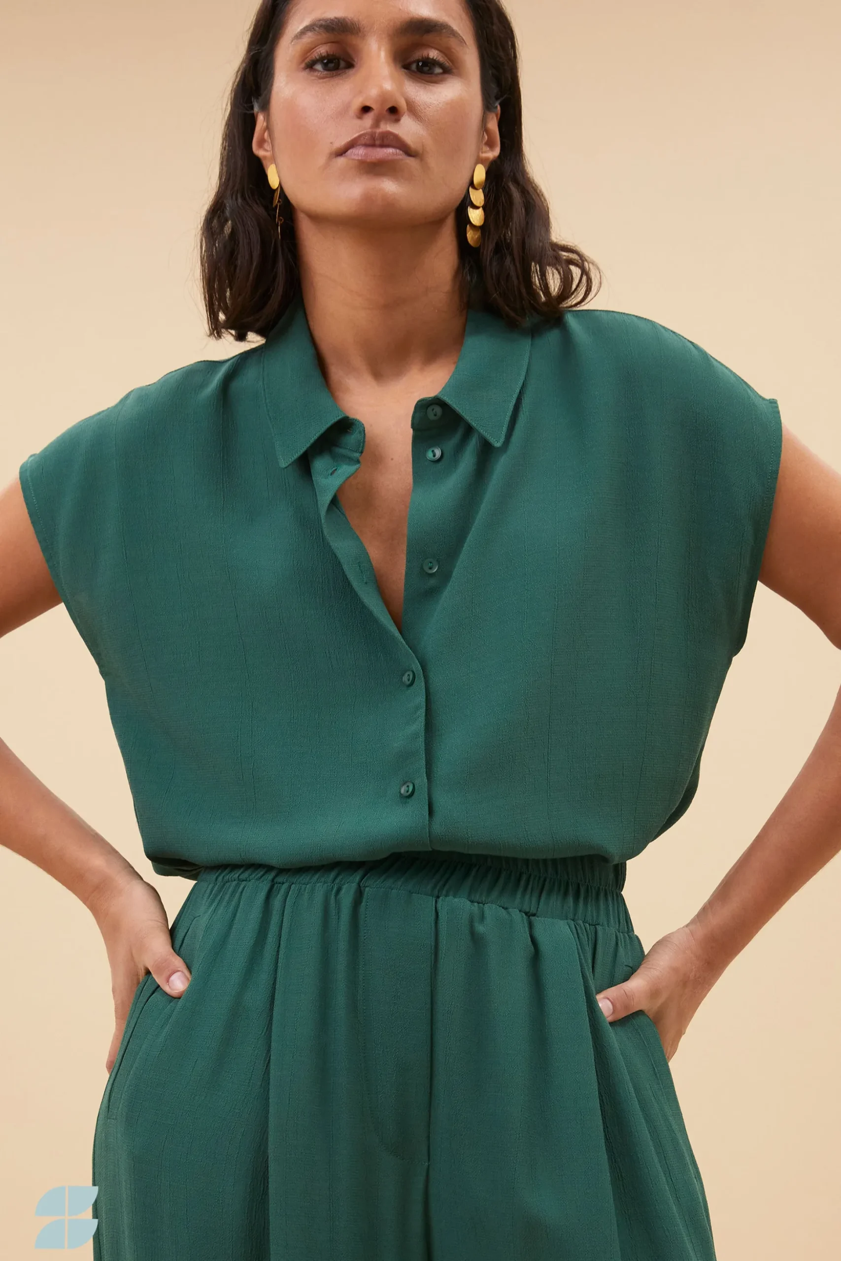 Blouses*By bar kiek viscose top | deep green