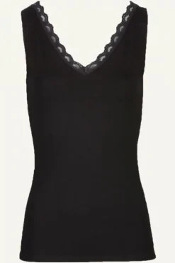 Tops & Shirts*By bar lace singlet | black