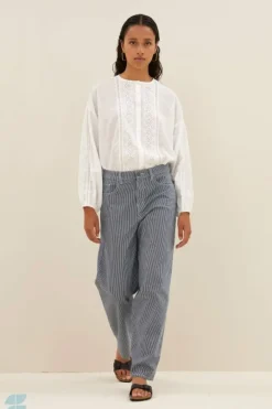 Jeans|Broeken*By bar lew stripe pants | dark blue stripe