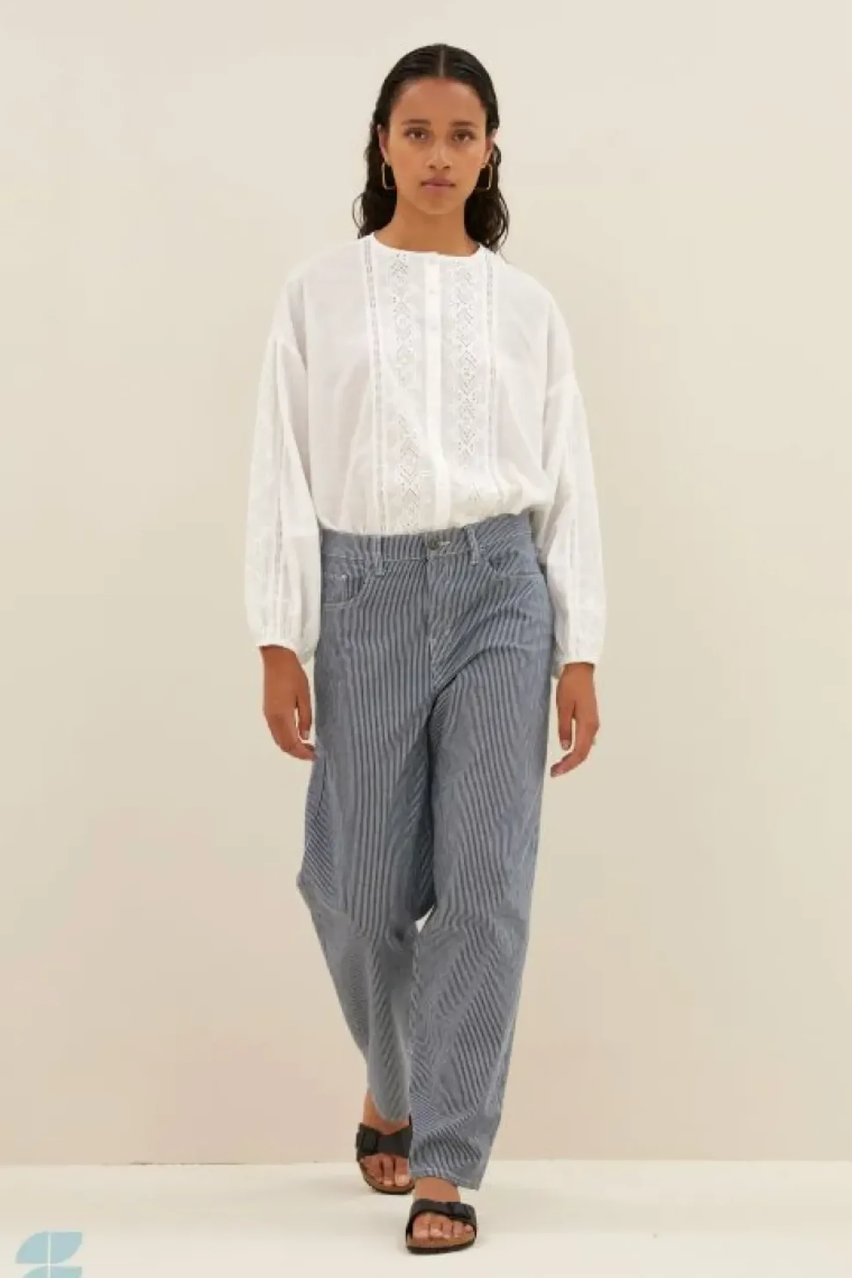Jeans|Broeken*By bar lew stripe pants | dark blue stripe