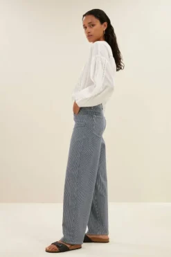 Jeans|Broeken*By bar lew stripe pants | dark blue stripe