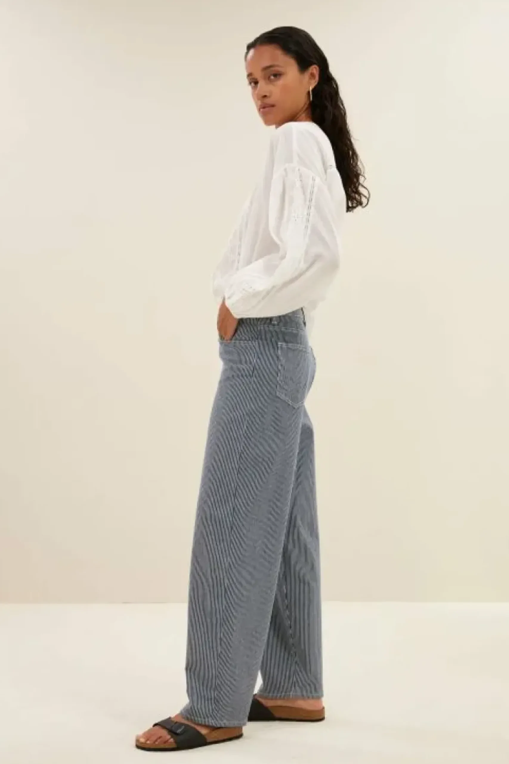 Jeans|Broeken*By bar lew stripe pants | dark blue stripe