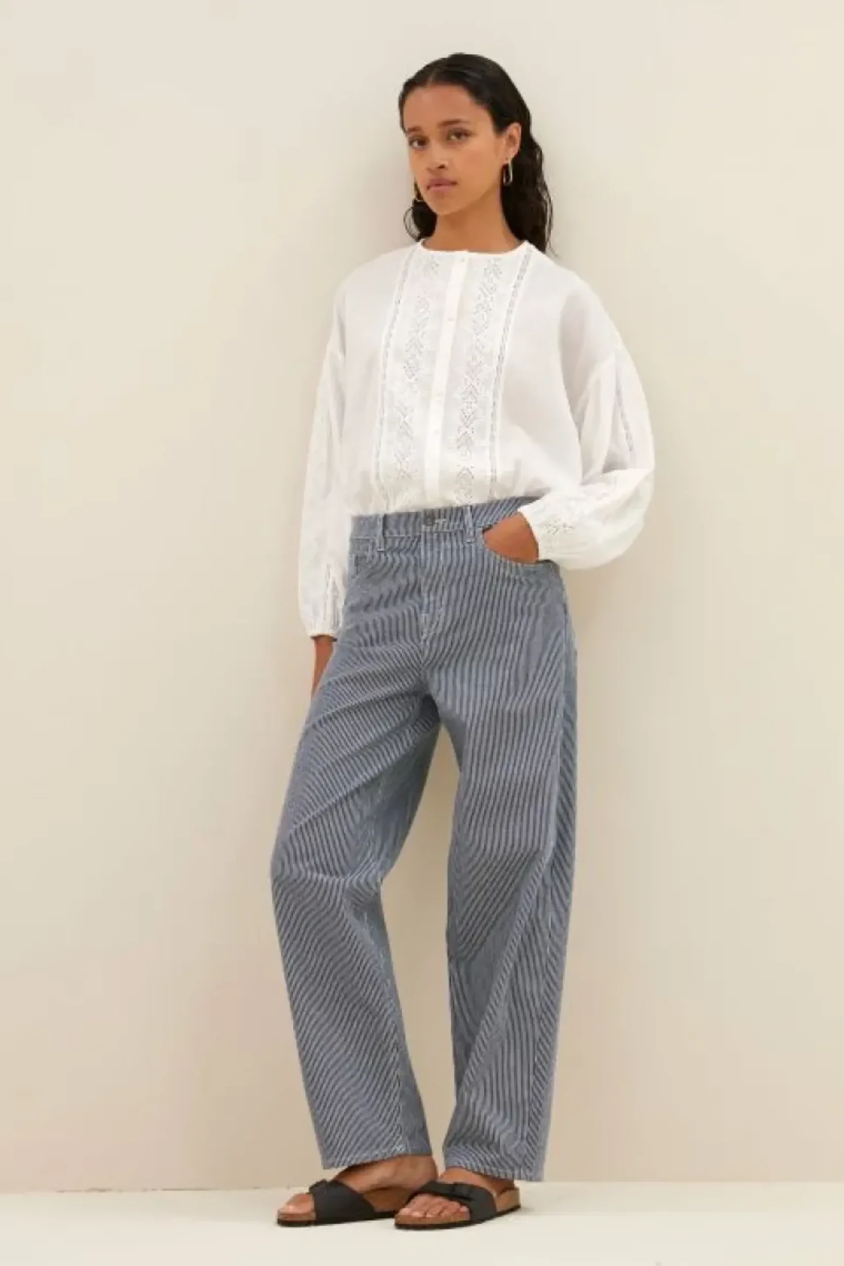 Jeans|Broeken*By bar lew stripe pants | dark blue stripe