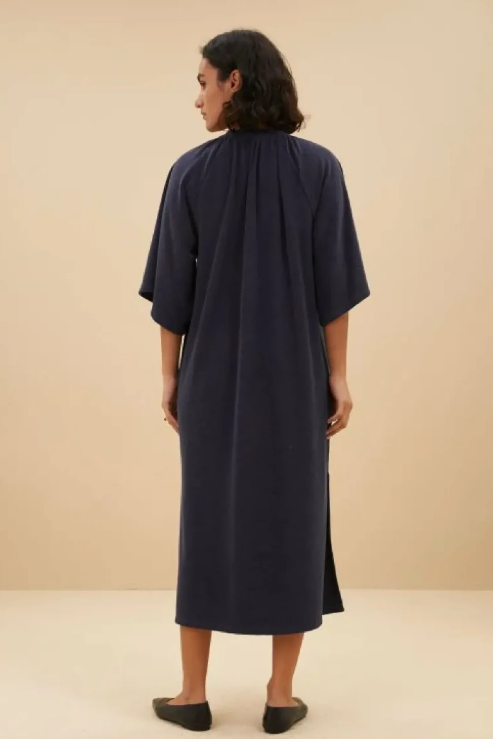 Jurken*By bar louisa slub dress | midnight