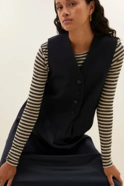 Gilets & Spencers|Jassen*By bar lynn pinstripe gilet | midnight
