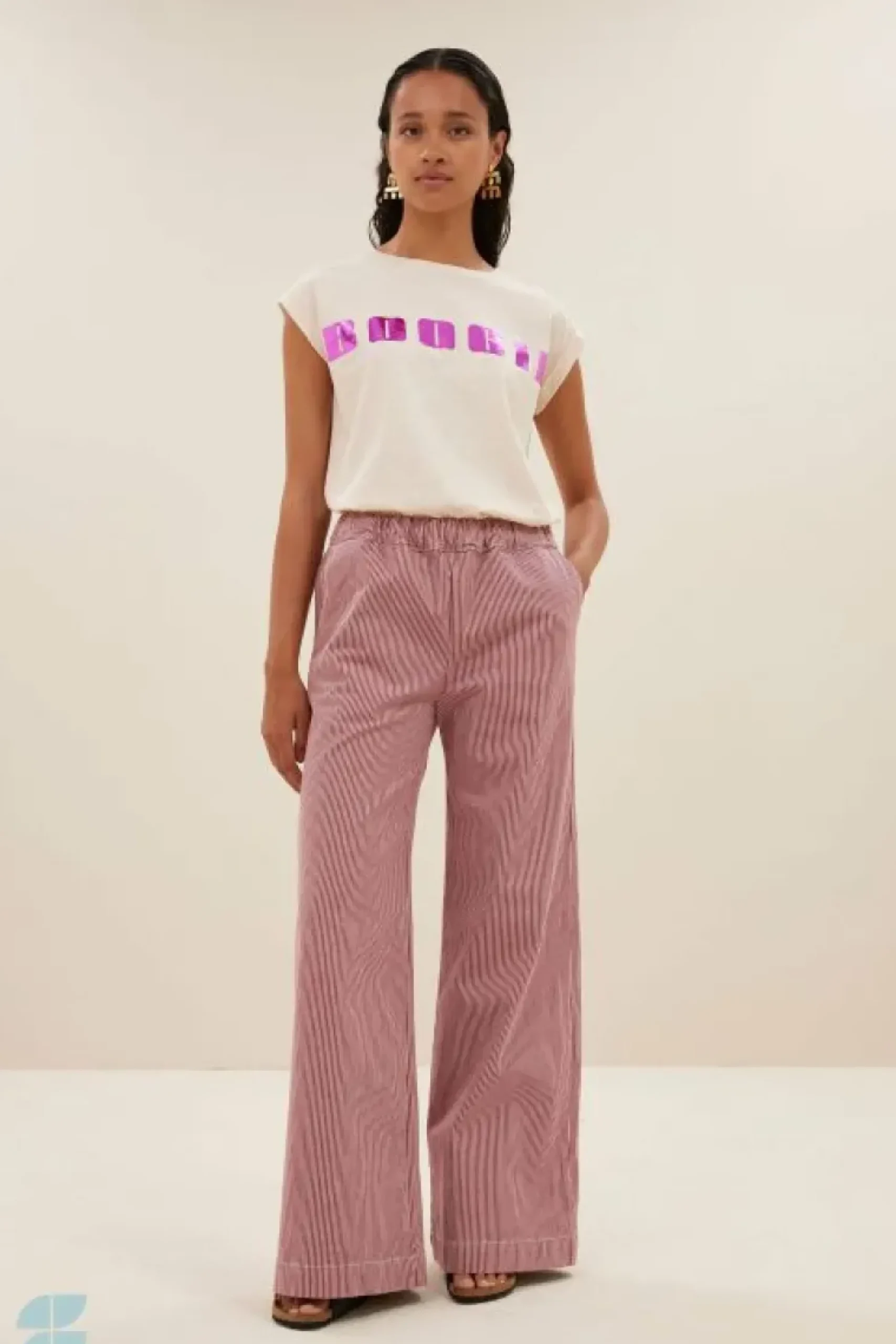 Broeken*By bar neal stripe pants | cherry milky stripe