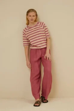 Tops & Shirts*By bar neva big v stripe top | raspberry
