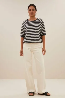 Tops & Shirts*By bar neva slub stripe top | jet black