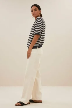 Tops & Shirts*By bar neva slub stripe top | jet black