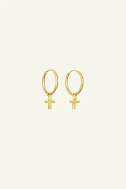 Oorbellen*By bar PD cross round earring | gold