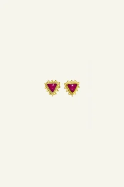 Oorbellen*By bar PD triangle stud earring | ruby