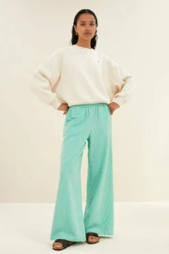 Broeken*By bar randy green stripe pants | green seer stripe