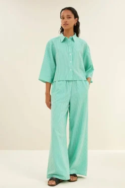 Broeken*By bar randy green stripe pants | green seer stripe