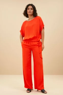 Broeken*By bar robyn satin stripe pant | bright poppy