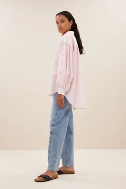 Blouses*By bar sarah pink pinstripe blouse | pink pin stripe
