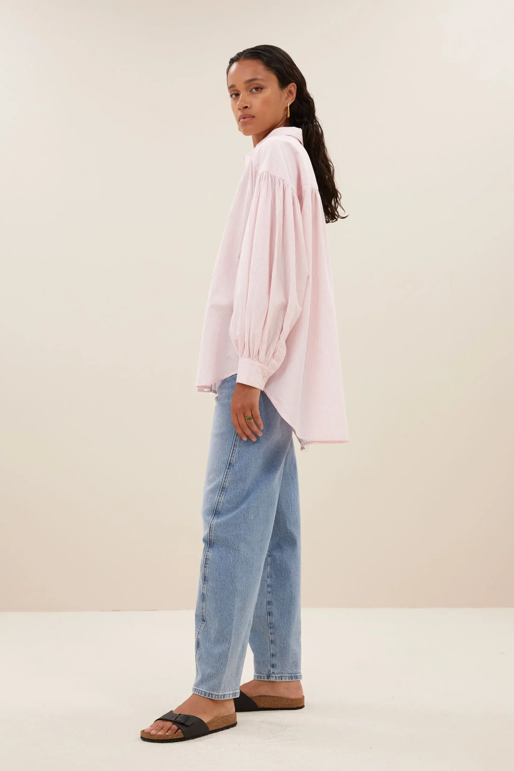 Blouses*By bar sarah pink pinstripe blouse | pink pin stripe