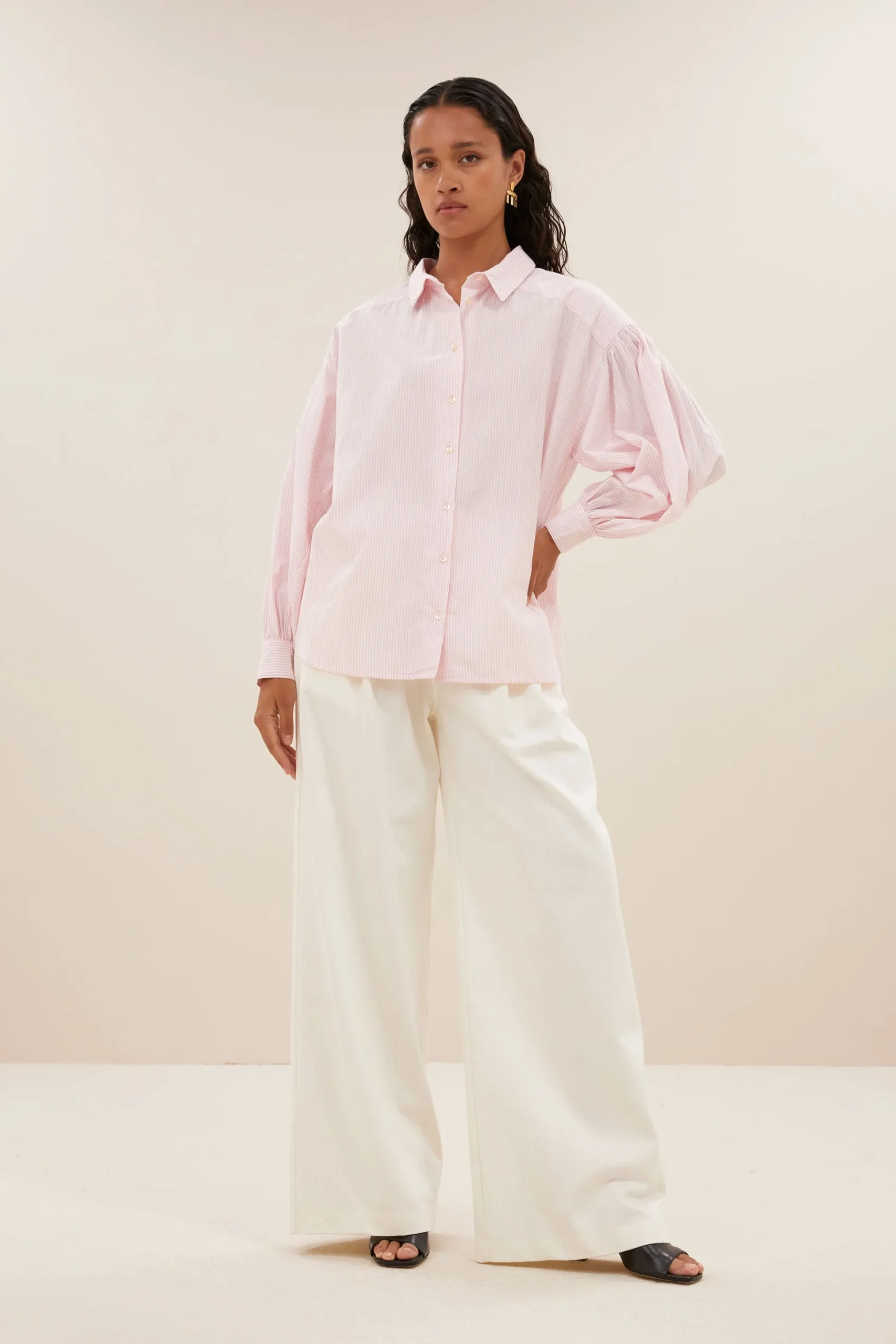 Blouses*By bar sarah pink pinstripe blouse | pink pin stripe
