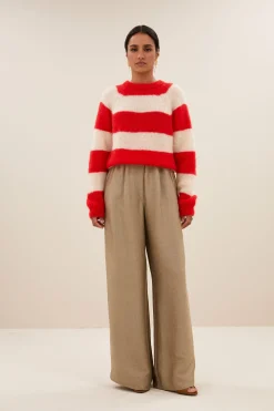 Truien*By bar sian stripe pullover | lipstick red stripe