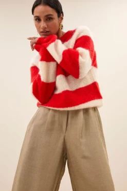 Truien*By bar sian stripe pullover | lipstick red stripe