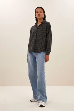Blouses*By bar small check blouse | caramel