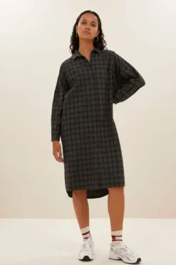 Jurken*By bar small check dress | caramel