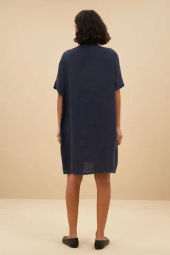 Jurken*By bar tais linen dress | midnight