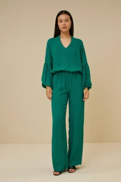 Blouses*By bar vienna satin stripe blouse | evergreen