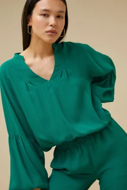 Blouses*By bar vienna satin stripe blouse | evergreen