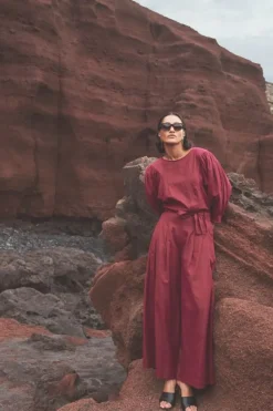 Broeken*By bar wanda metallic pant | grenache