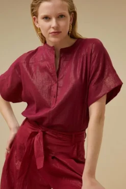 Broeken*By bar wanda metallic pant | grenache