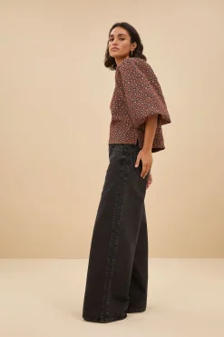 Blouses*By bar zasu jacquard blouse | brown panter print
