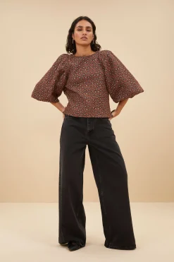 Blouses*By bar zasu jacquard blouse | brown panter print