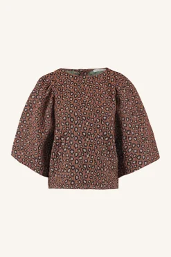 Blouses*By bar zasu jacquard blouse | brown panter print